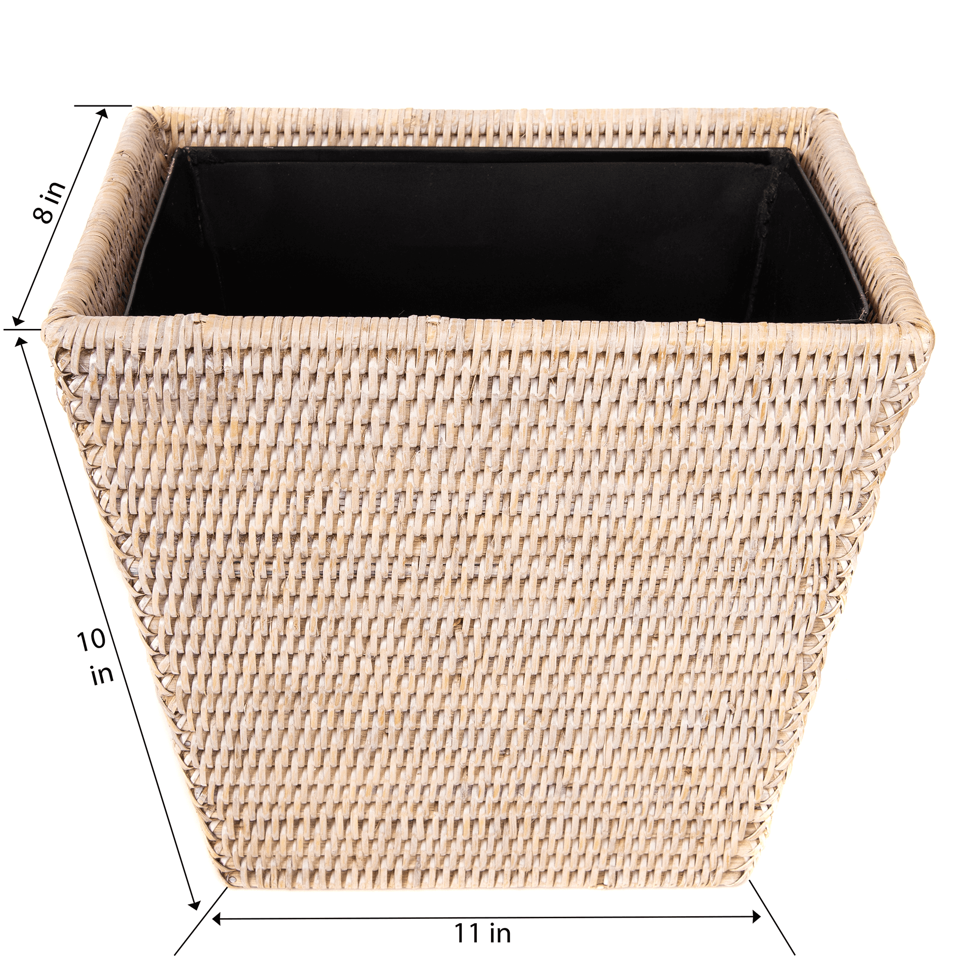 Rectangular Tapered Waste Basket with Metal Liner
