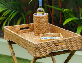 Rattan made Trays, Tables, Ottomans and Serving Trays