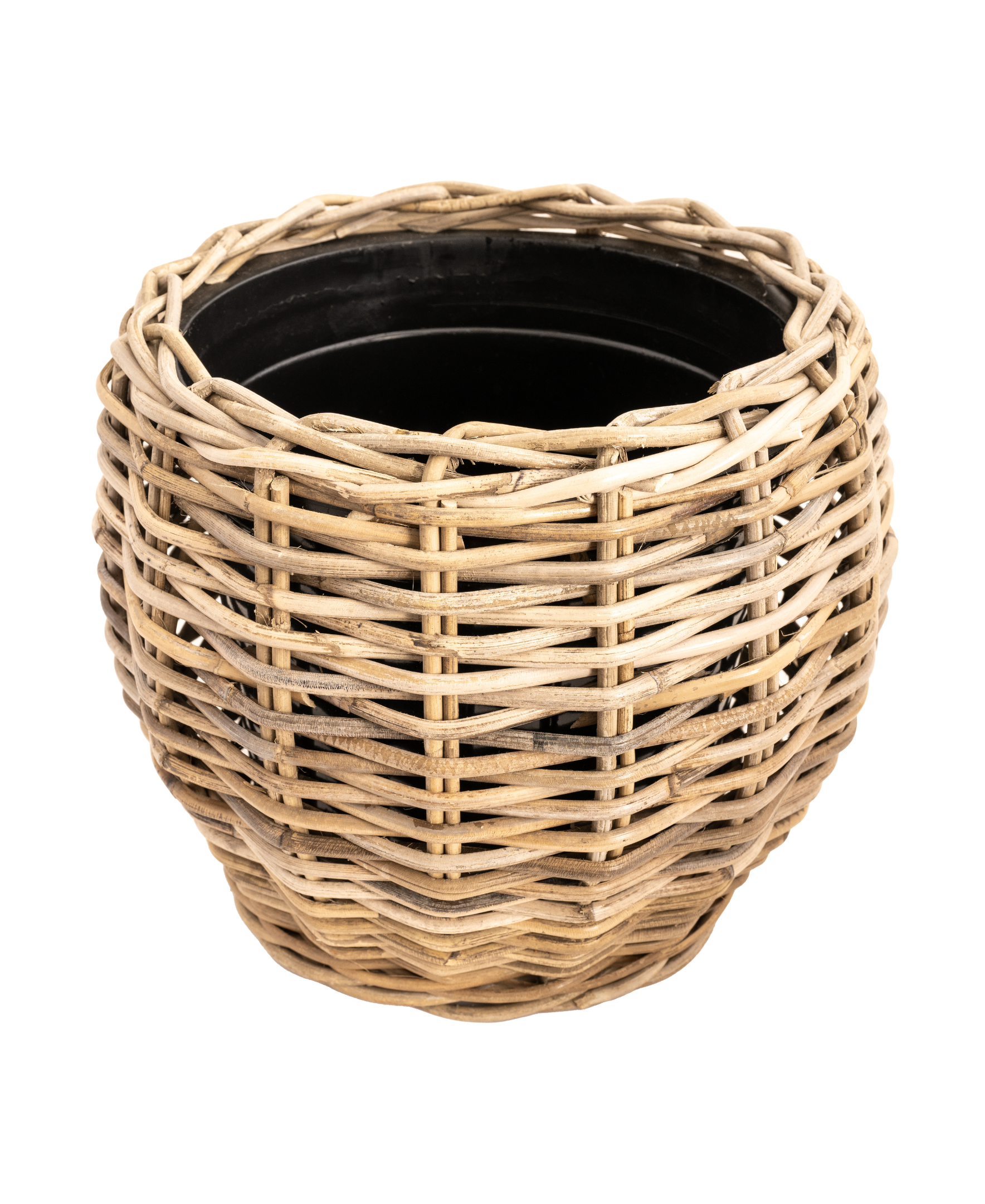 round plastic planter Round Belly Planter with Plastic Insert
