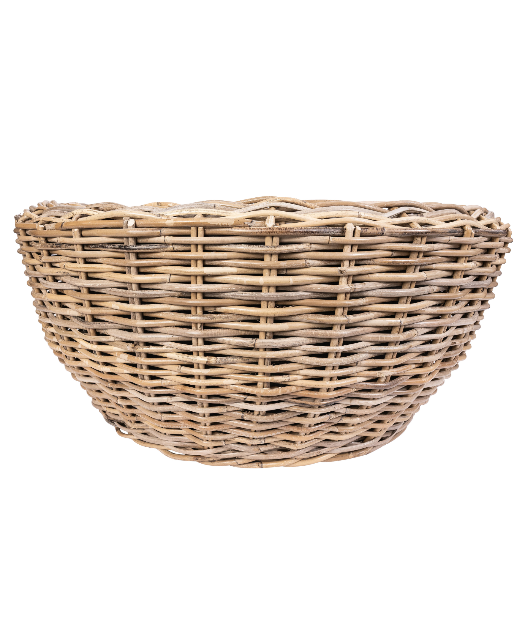 Round Belly Rattan Planter with Plastic Liner