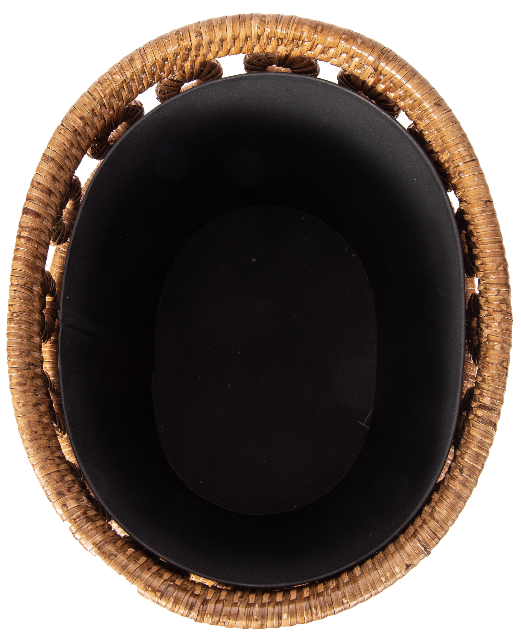 Inna Design Oval Rattan Waste Basket with Removable Metal Liner