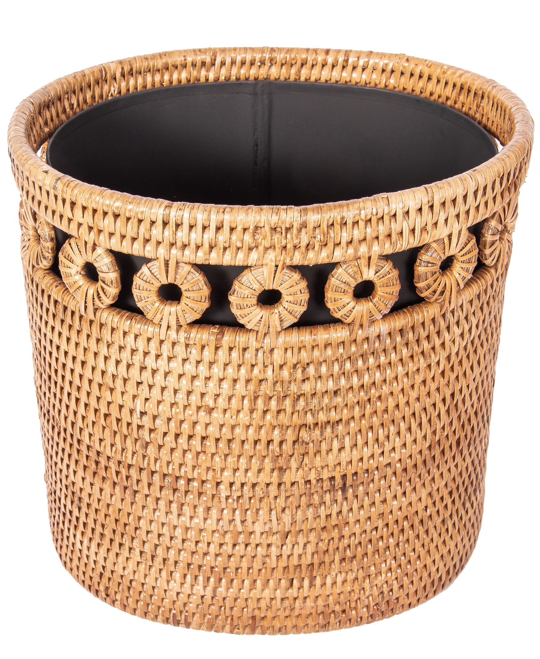 Inna Design Oval Rattan Waste Basket with Removable Metal Liner