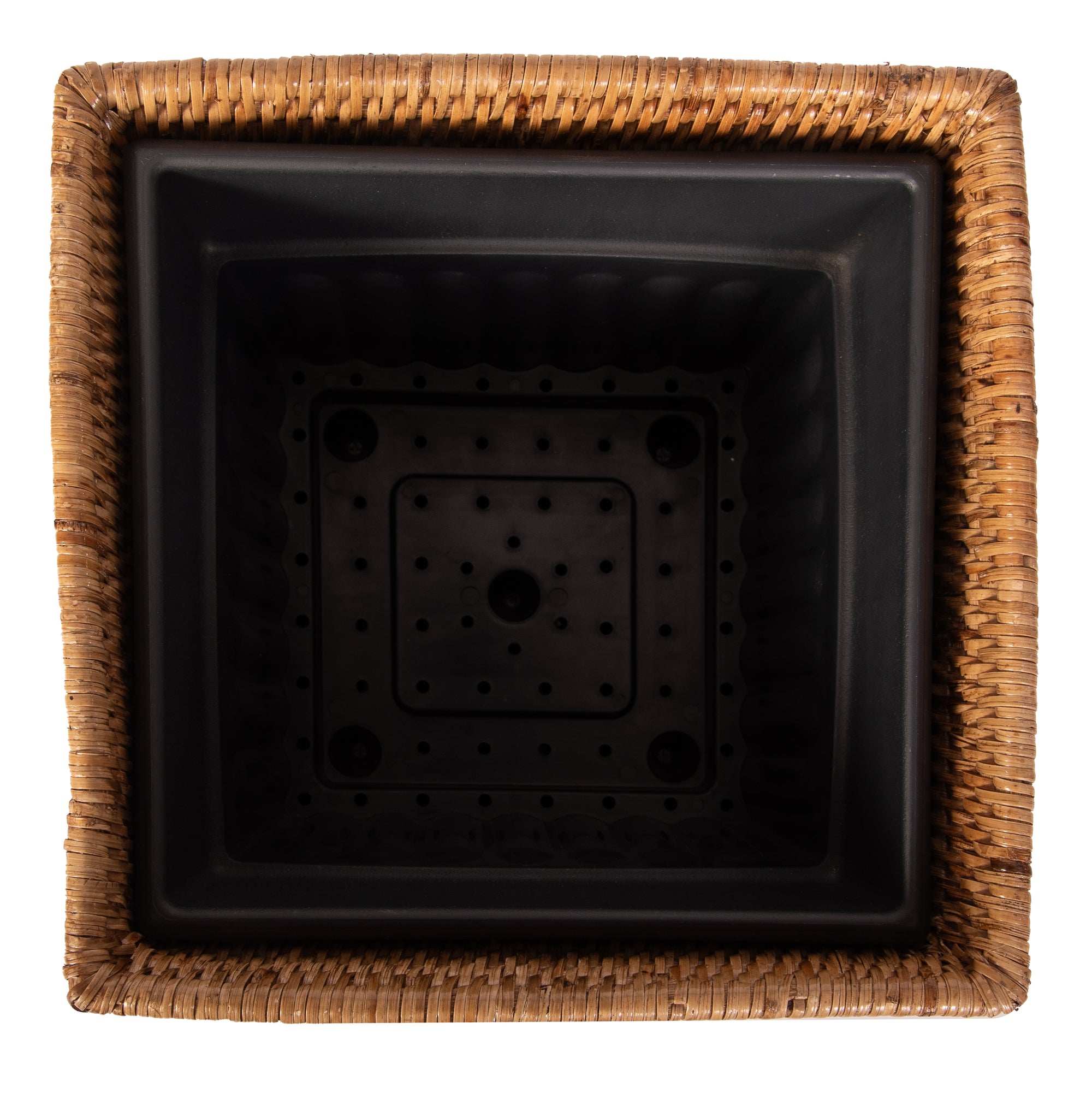 Rattan Square Planter with Plastic Insert