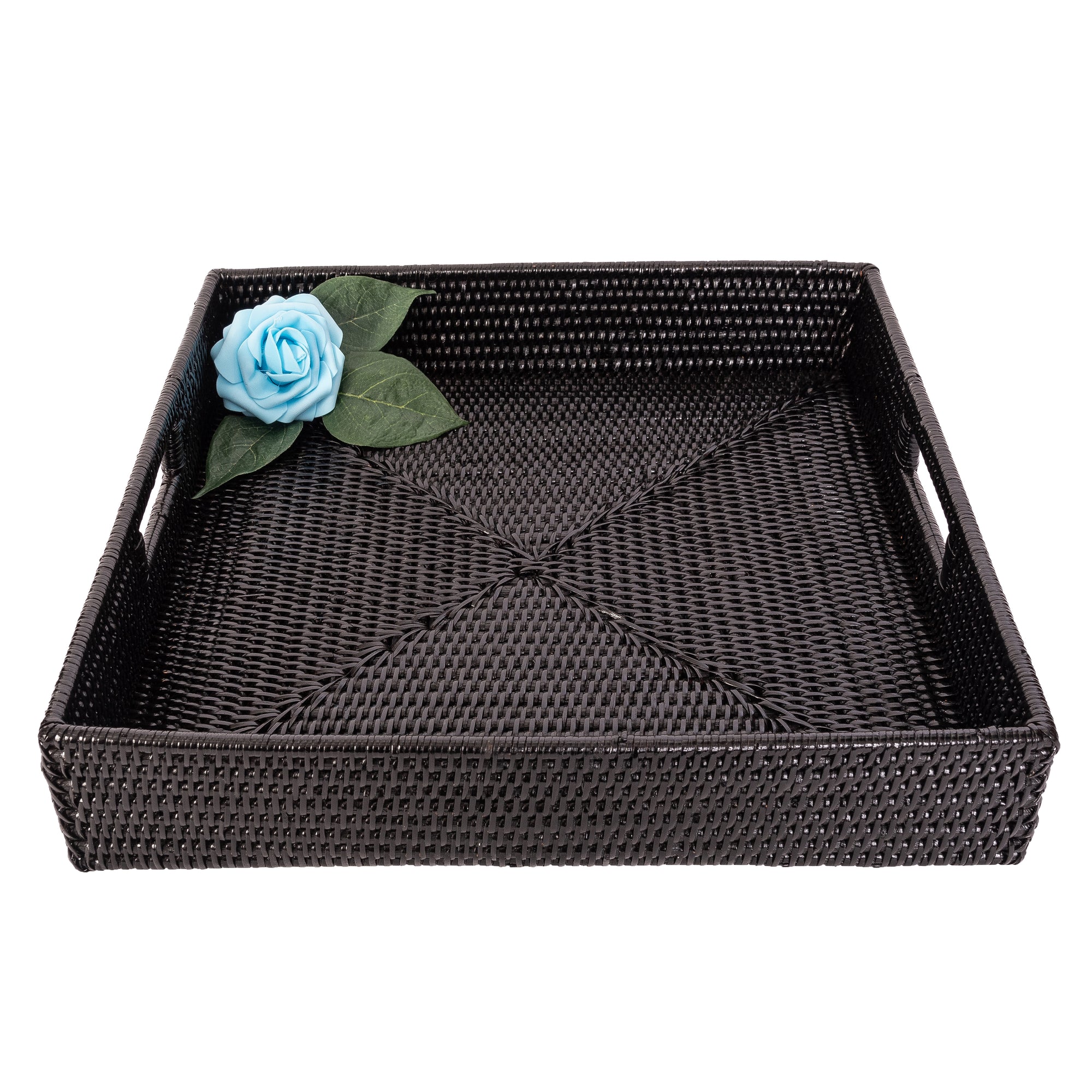 Square Serving Tray - Ottoman with Cutout Handles