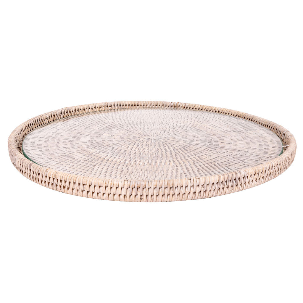 Round Flat Tray with Glass Insert