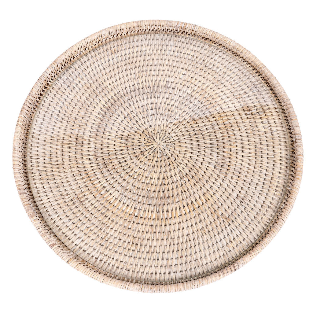 Round Flat Tray with Glass Insert