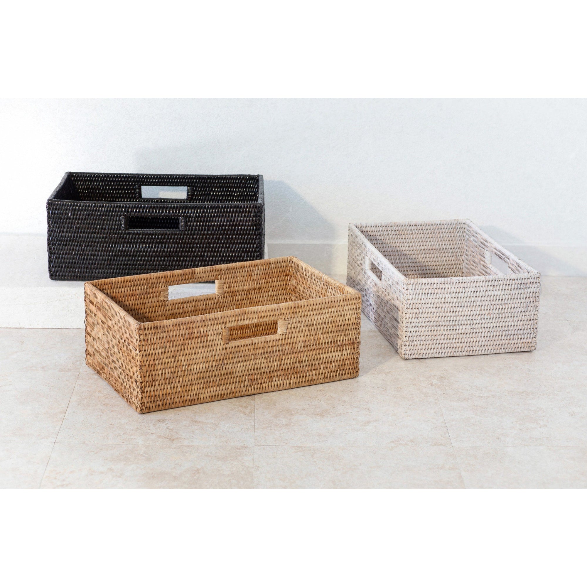 Rectangular shelf baskets for storage