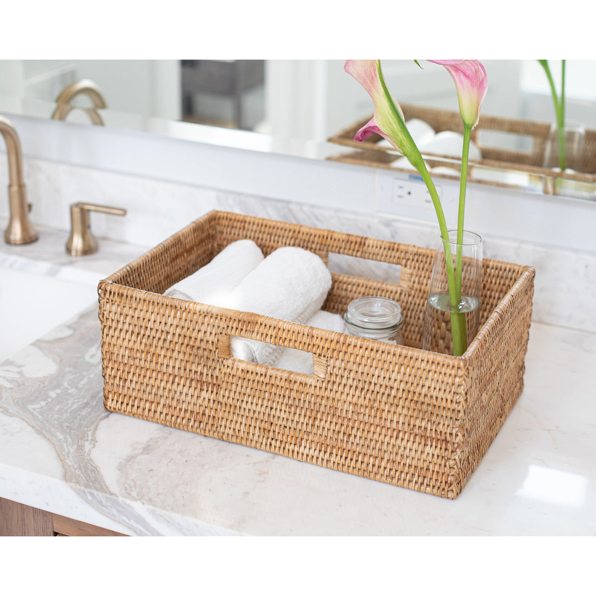 Artifacts Rattan™ Rectangular Shelf Basket with Side Handles