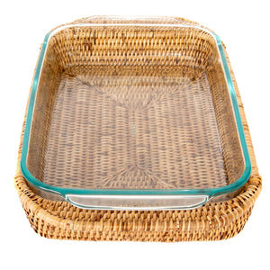 Rectangular basket with pyrex