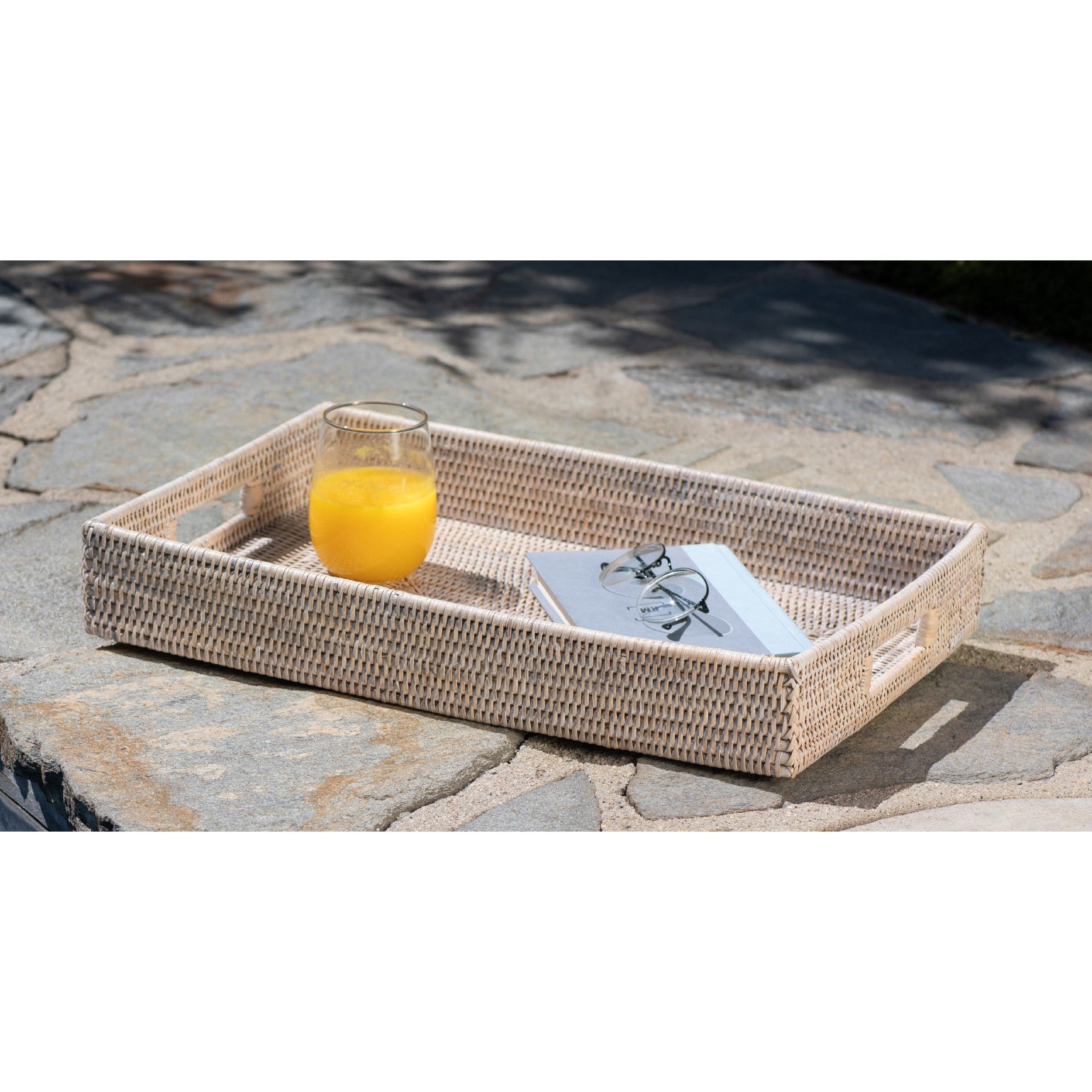 Artifacts Rattan™ Rectangular Serving Tray With High Handles - Artifacts  Trading Company