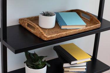 Rectangular Tray with Glass Insert Honey Brown