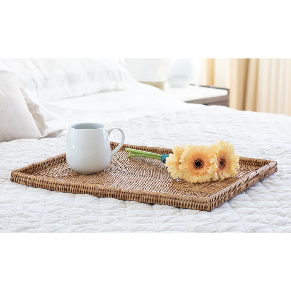 Artifacts Rattan Round Flat Tray - Honey Brown