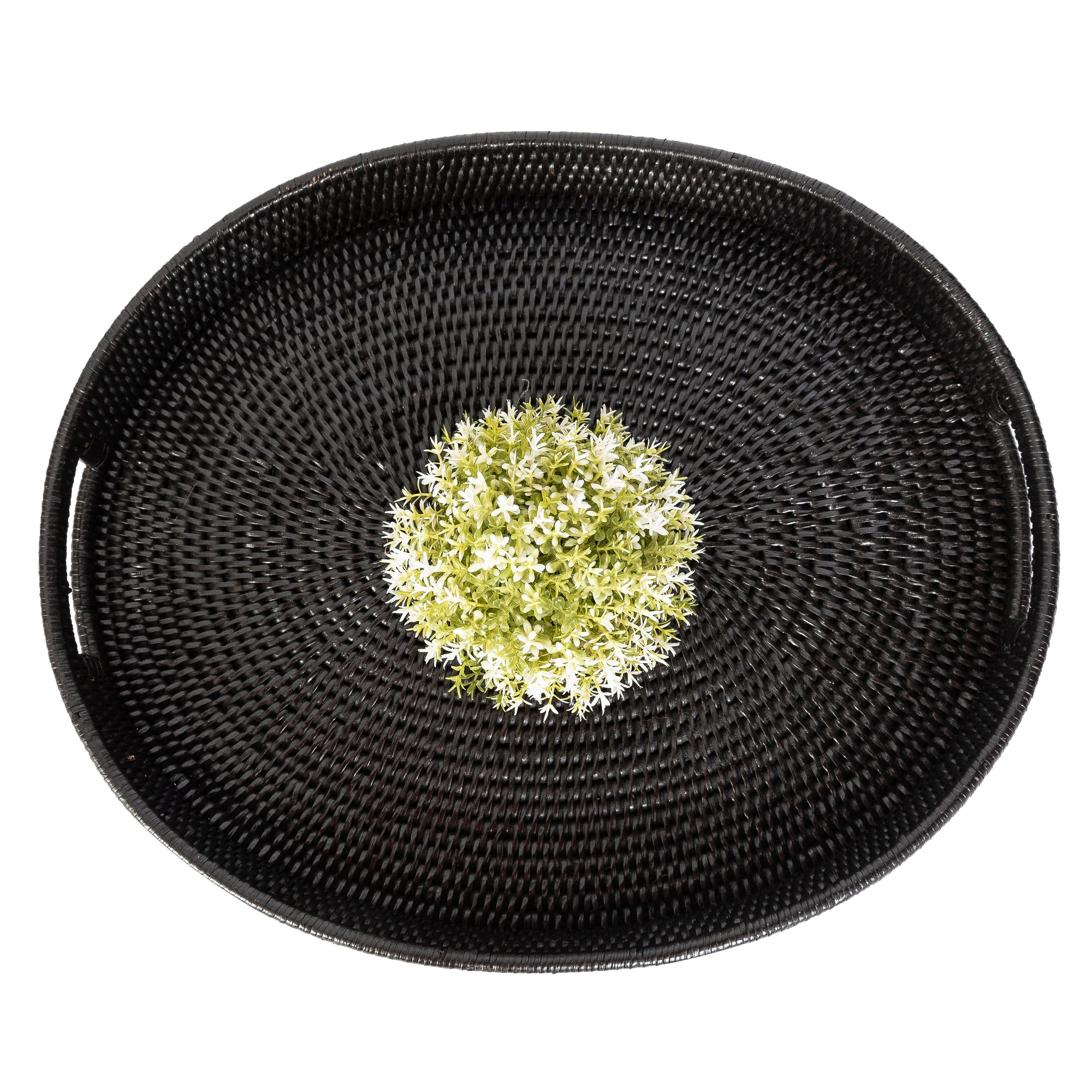 Oval Ottoman Tray With Cutout Handles