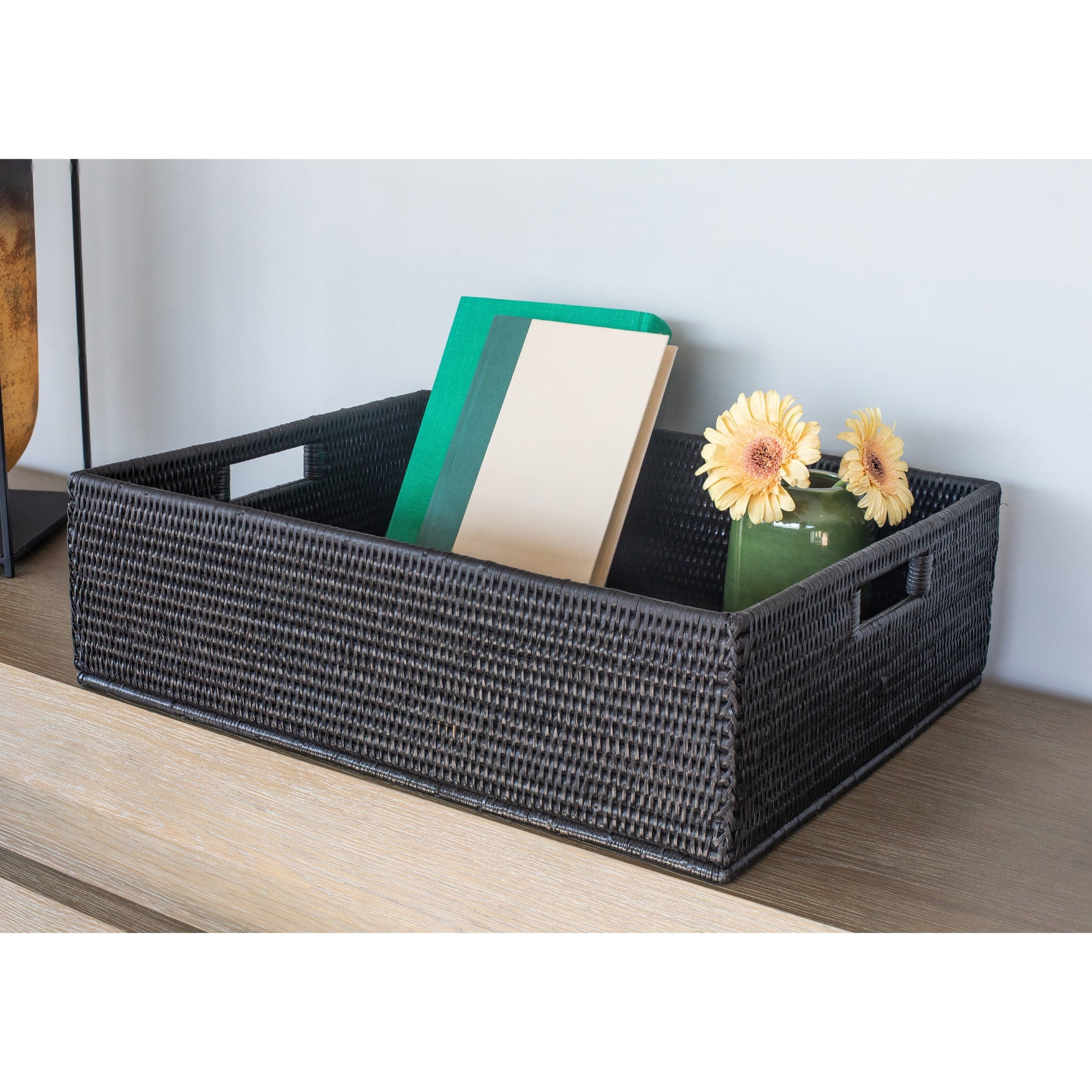 Rectangular storage basket with handles Tudor Black