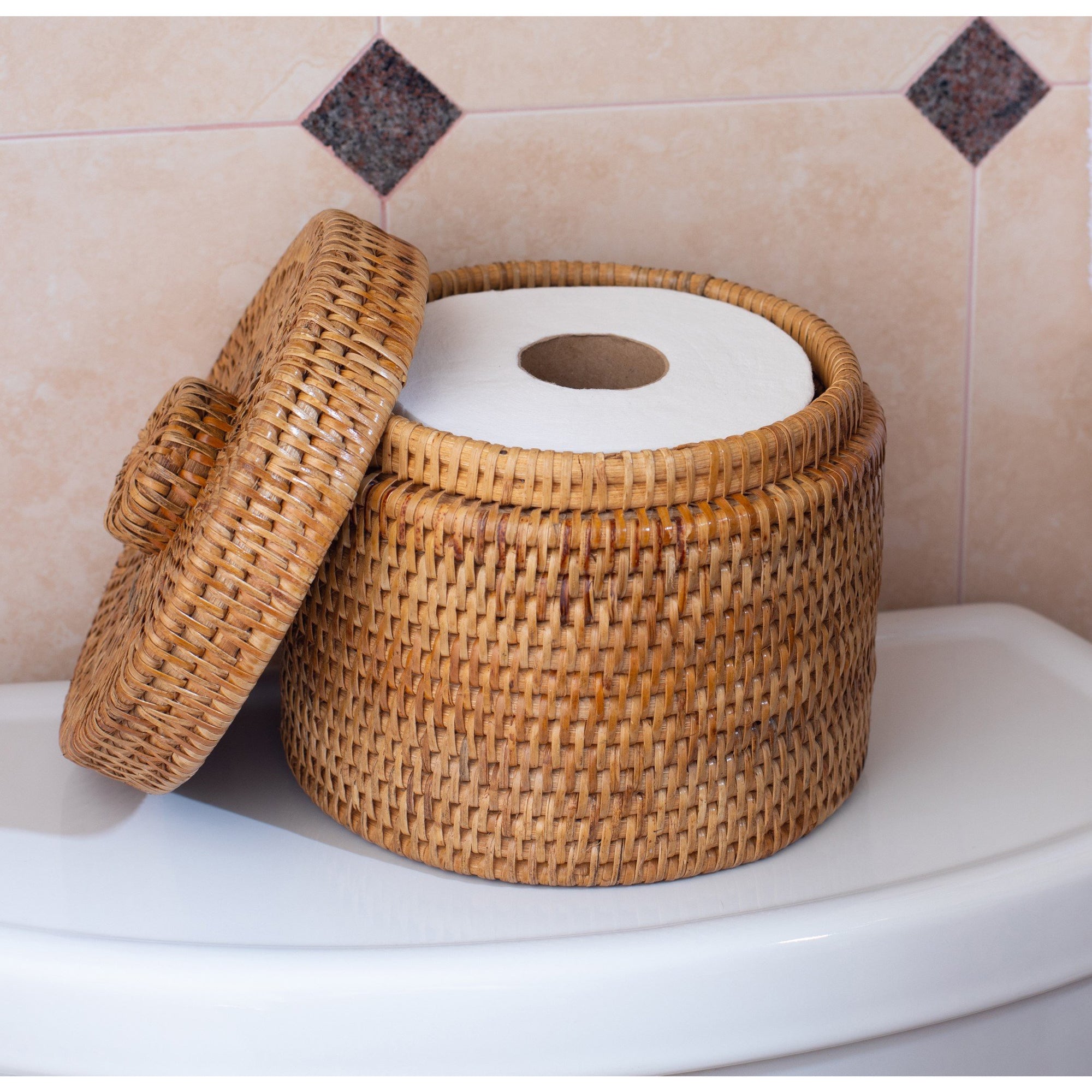 Artifacts Rattan™ Round Single Tissue Roll Box - Artifacts Trading Company
