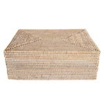 Square Storage Box with Lid White Wash