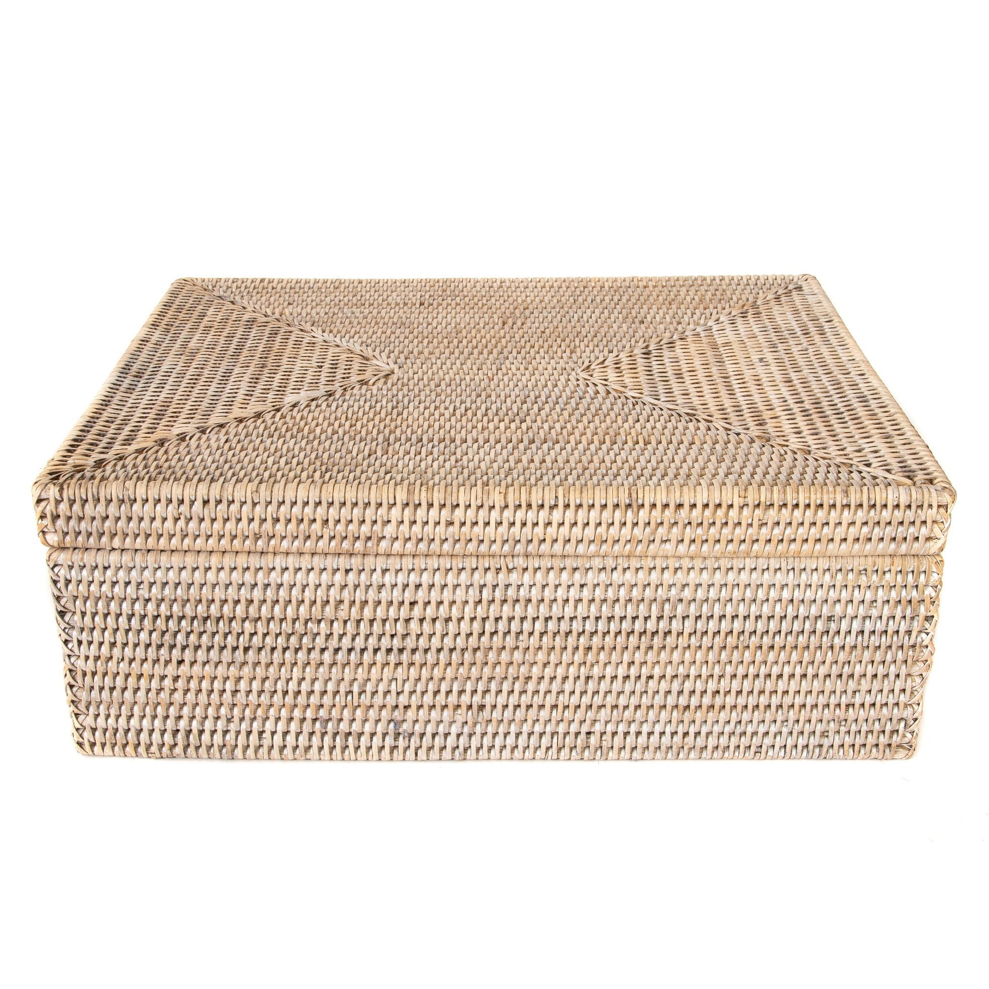 Artifacts Rattan Storage Box with Lid - Flat Legal File Organizer in Honey  Brown