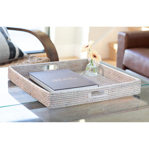 Square Ottoman Tray with Cutout Handles