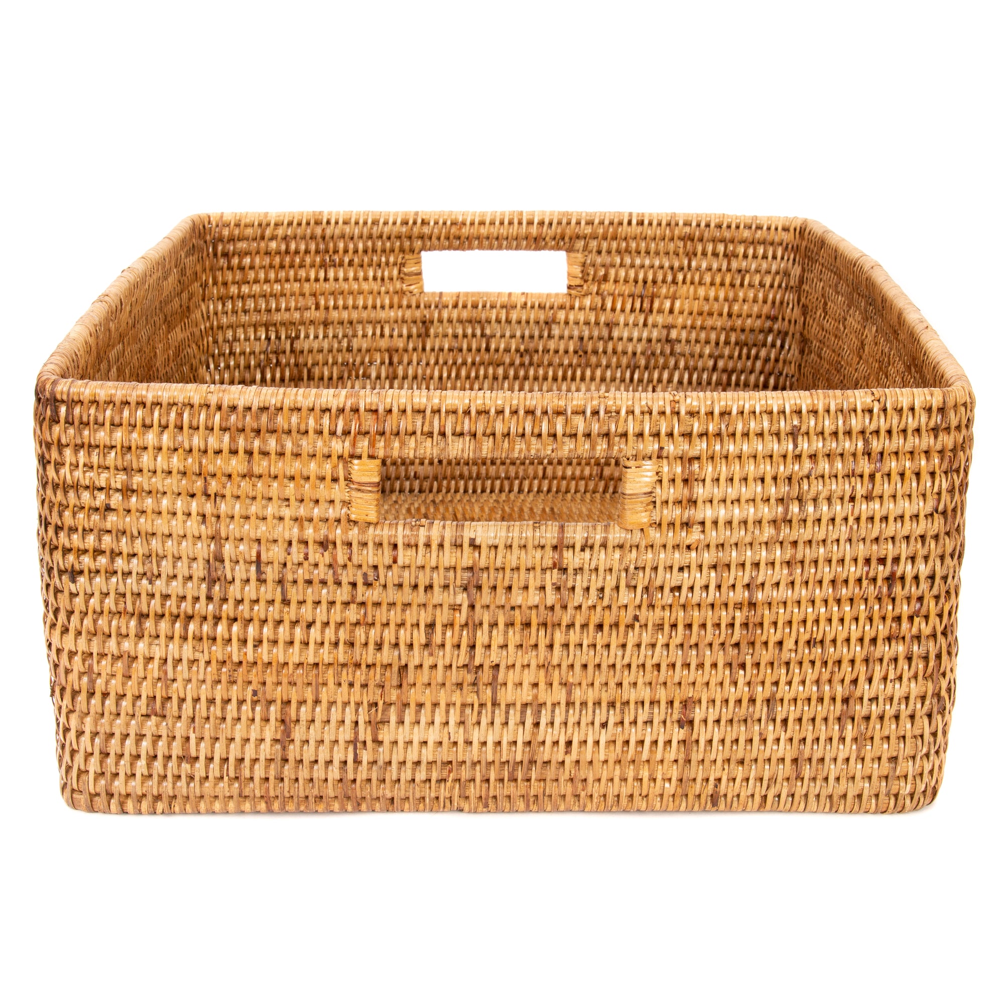 Square Storage Basket with Rounded Corners Honey Brown