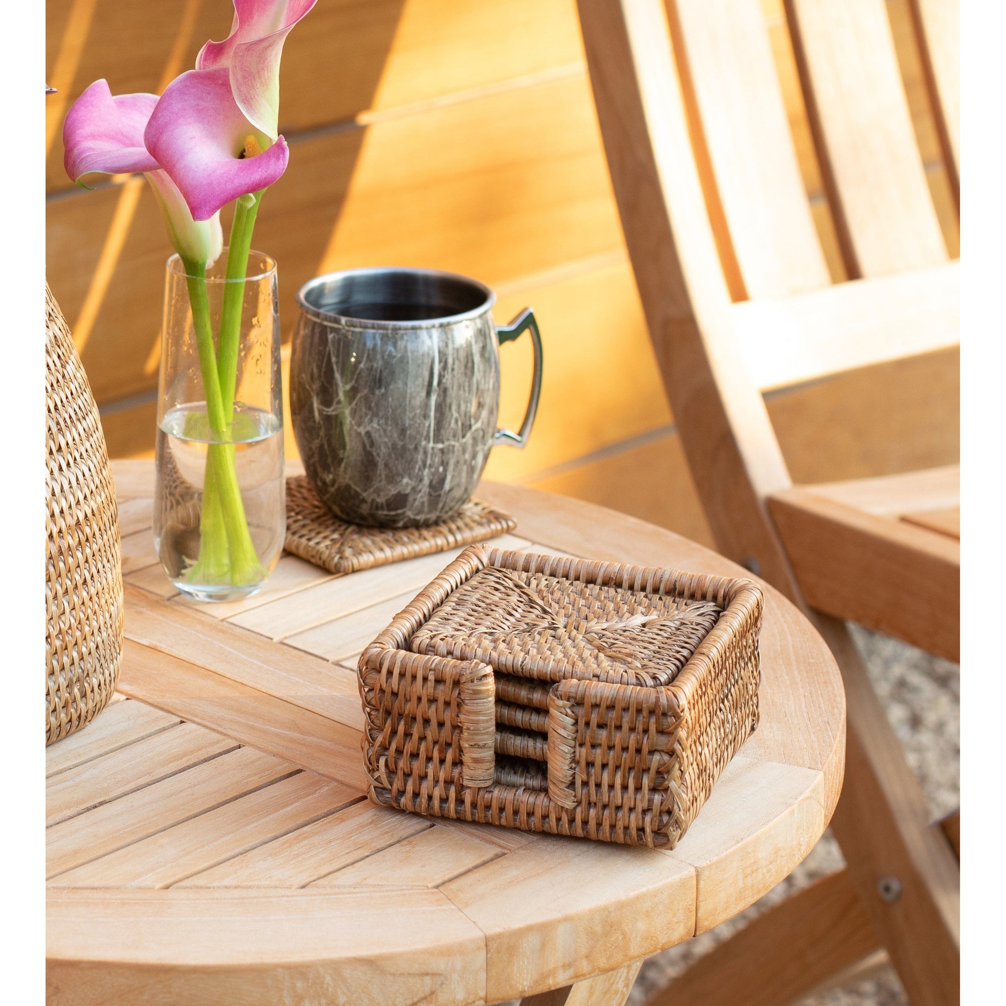 Artifacts Rattan™ Square Coasters - 7 piece set - Artifacts Trading Company