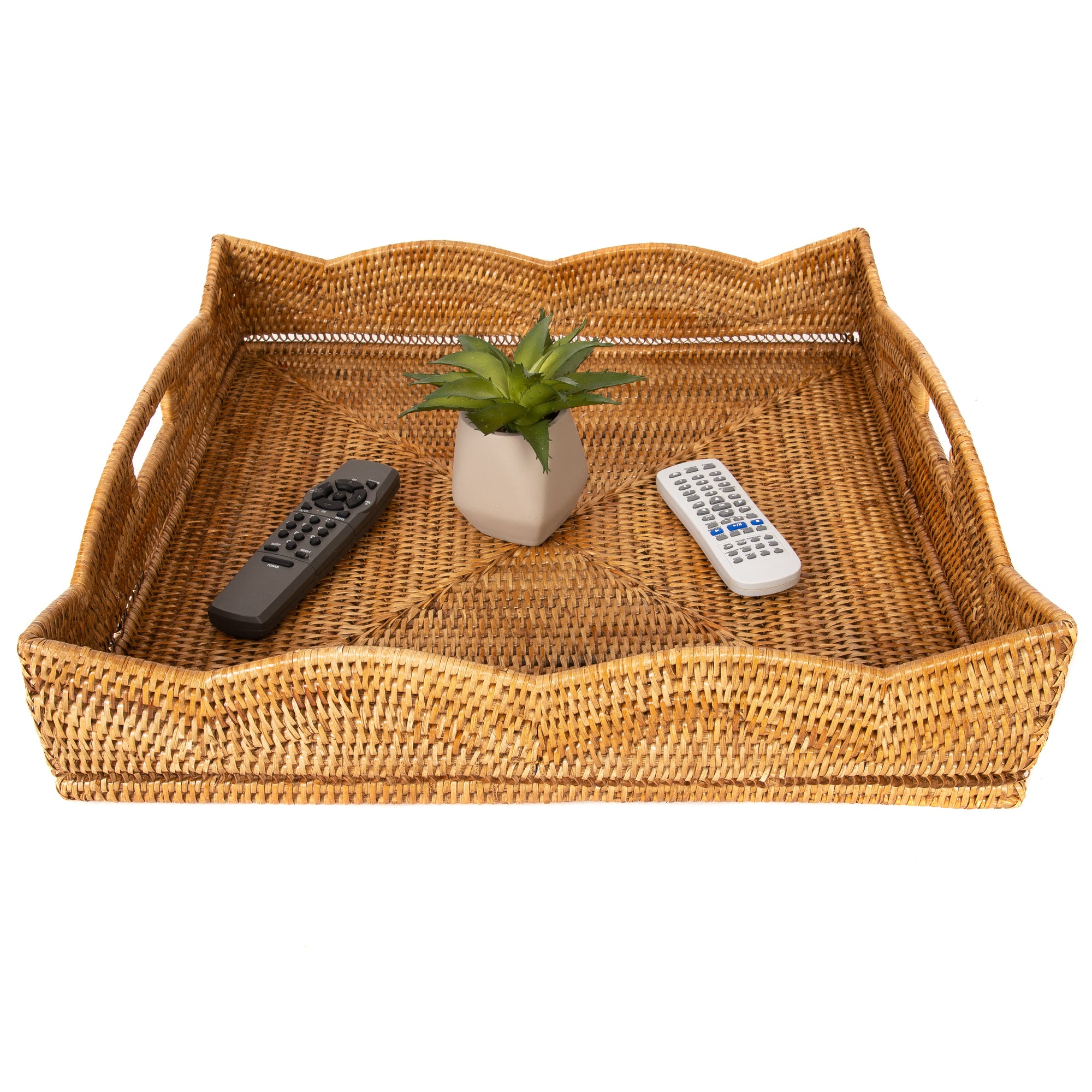 Scallop Collection Square Tray With Cutout Handles