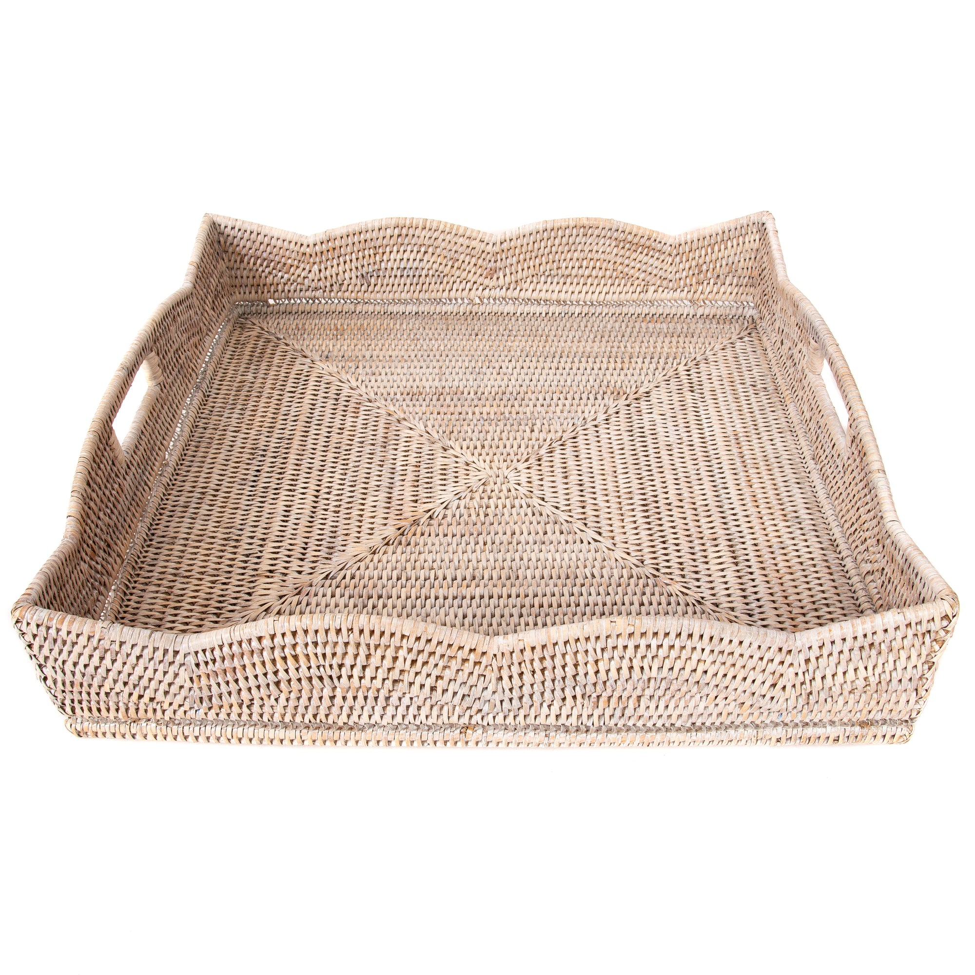 Scallop Collection Square Tray With Cutout Handles