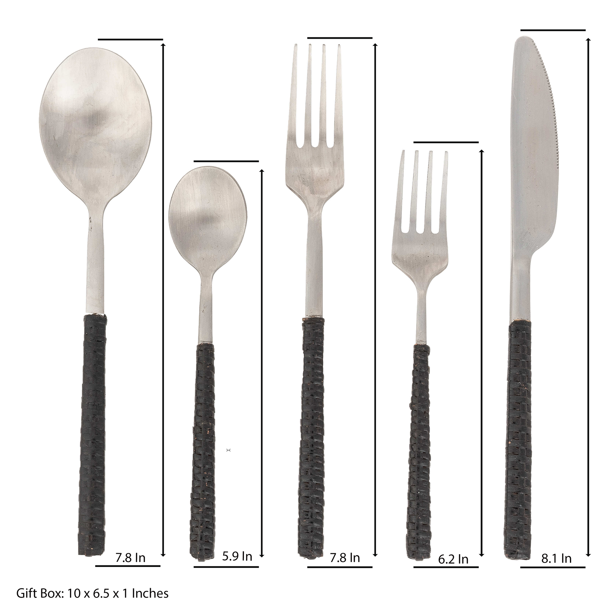 Rattan Stainless Steel Cutlery (Set of 5) - With Gift Box