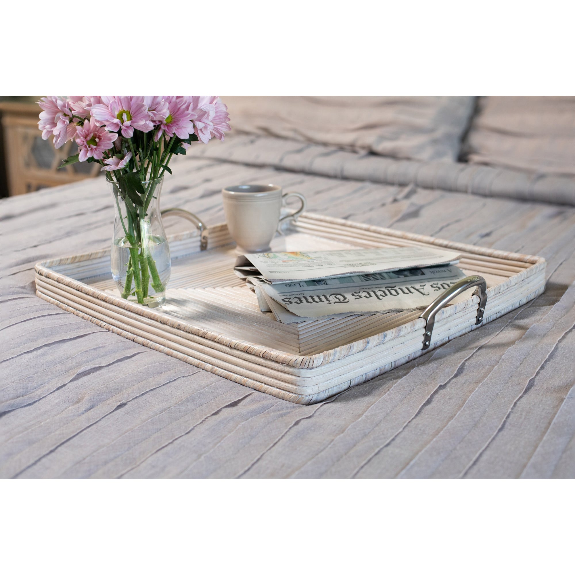 Square Tray with Stainless Steel Handles